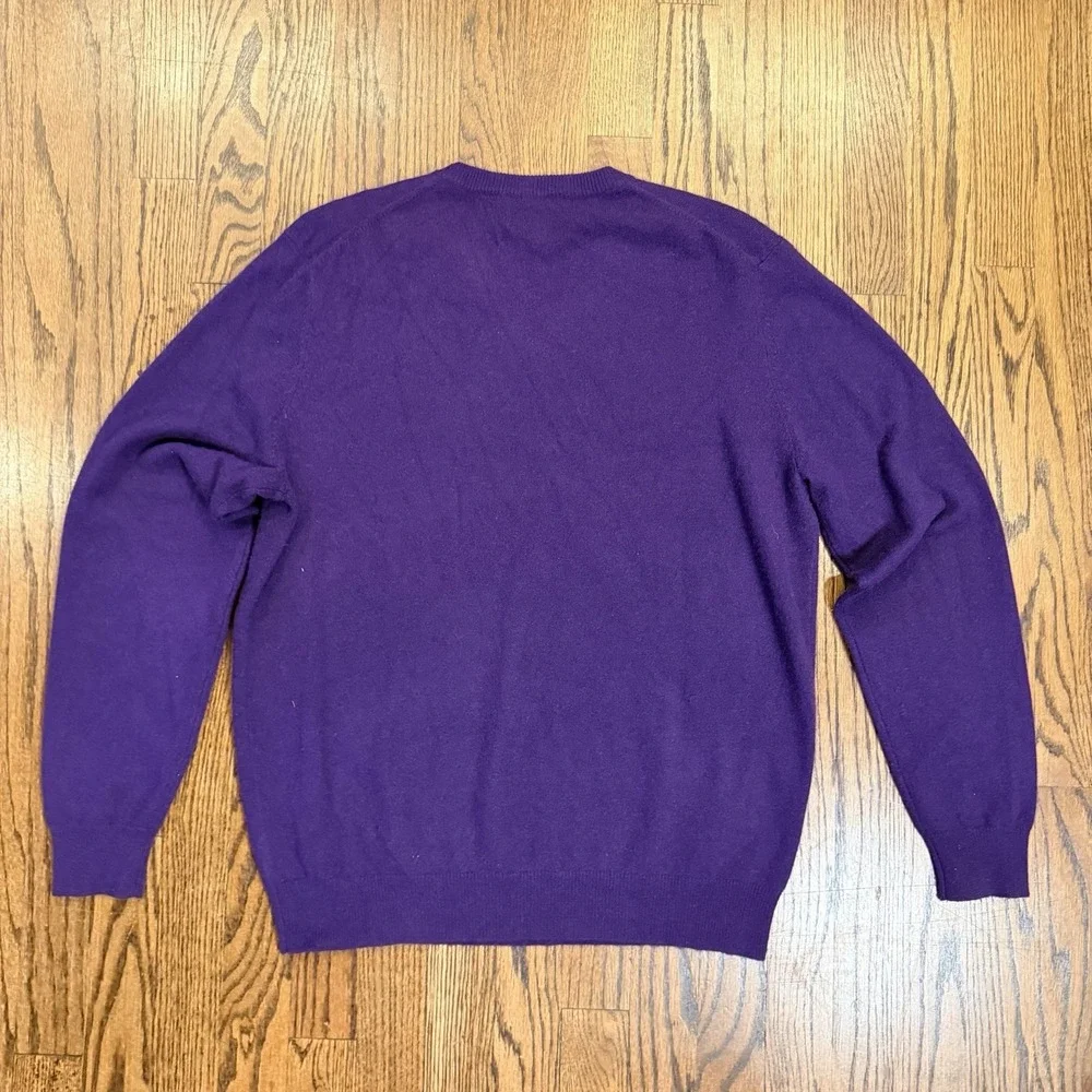 Club Room Estate Cashmere V-Neck Sweater 100% 2-Ply‎ Knit Size M Purple